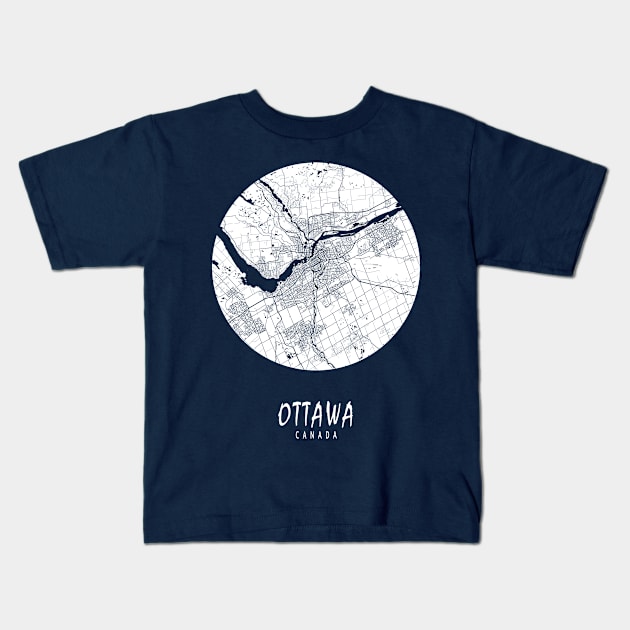 Ottawa, Ontario, Canada City Map - Full Moon Kids T-Shirt by deMAP Studio